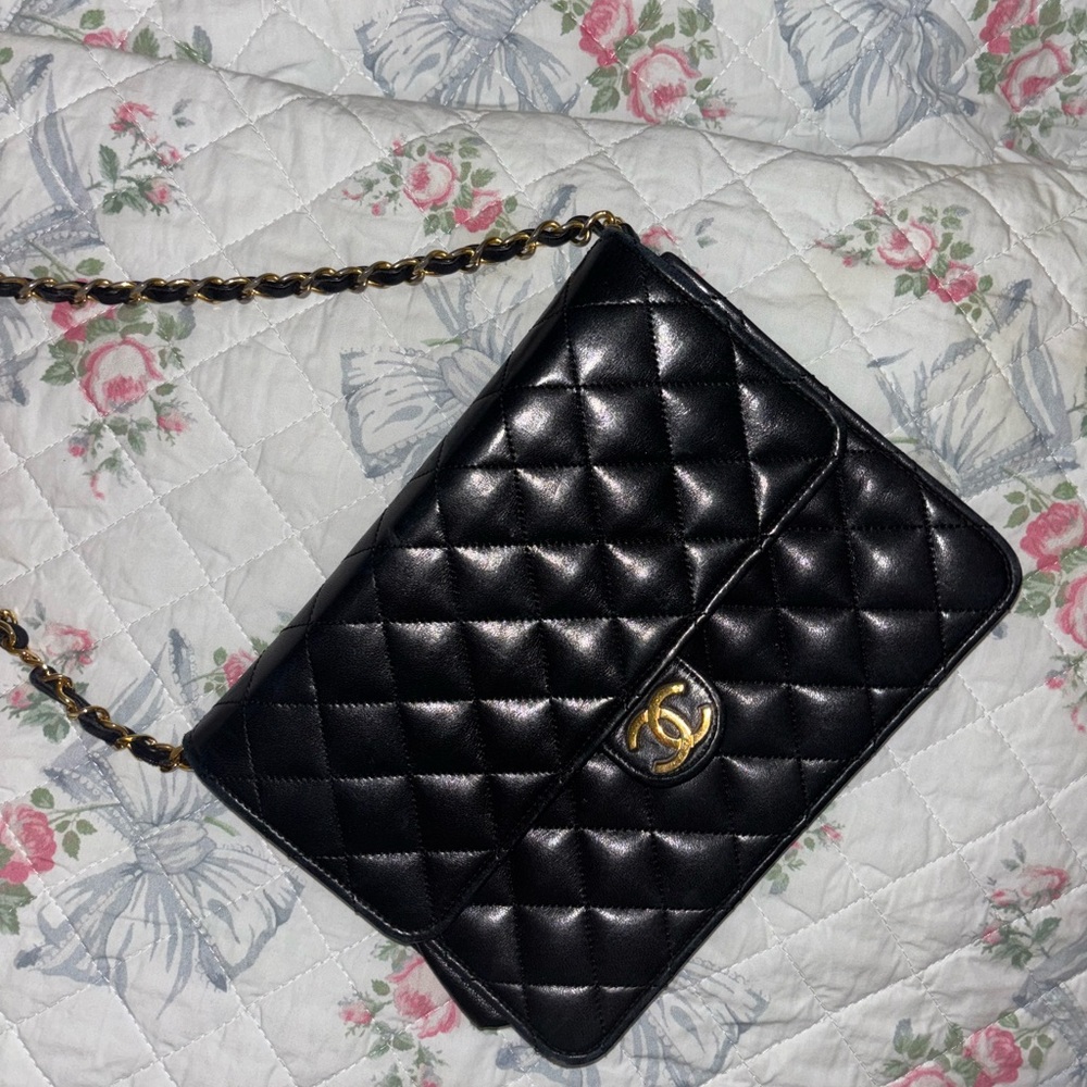 Vintage Chanel black flap bag